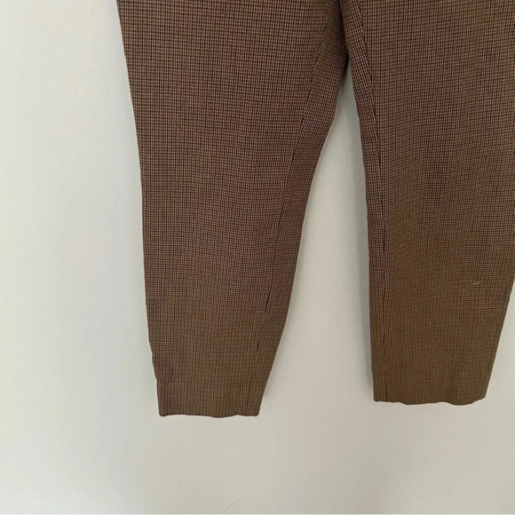Everlane Brown Plaid The Side Zip Stretch Cotton Crop Work Career Pants Size 4 - Picture 5 of 7